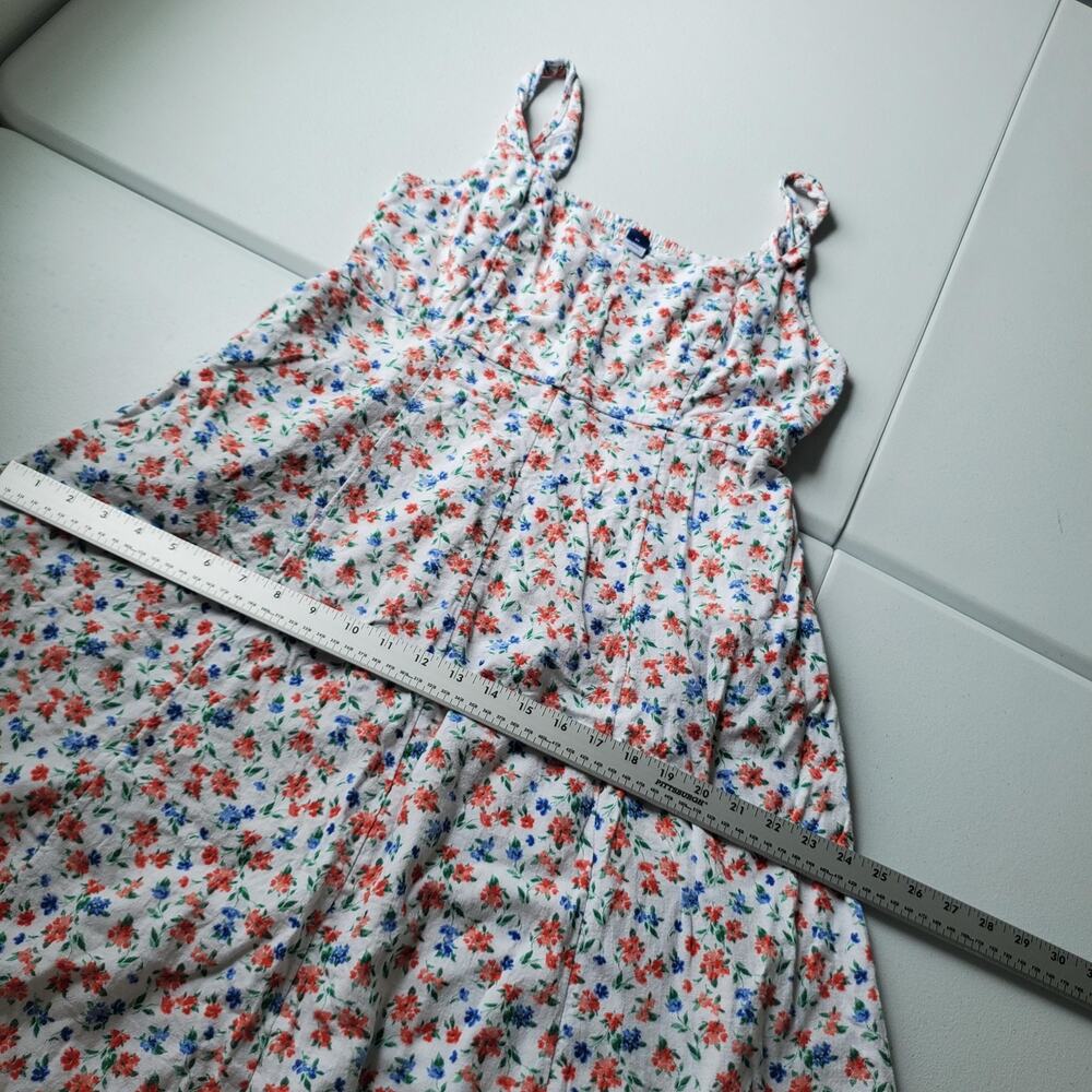 Old Navy Dress Womens M White Floral Linen Smocked Maxi Sundress Summer - Picture 8 of 11